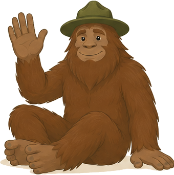 Ranger the Sasquatch sitting down